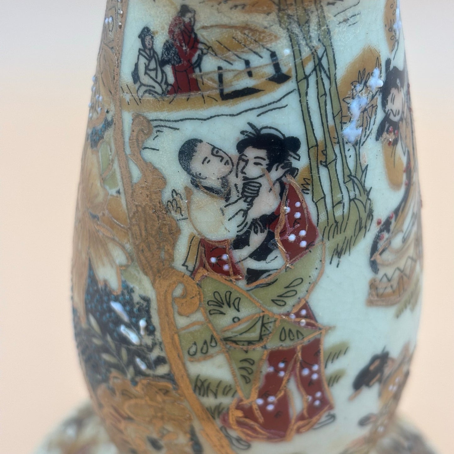 Asian Hand-Painted Porcelain Candlestick – 9”