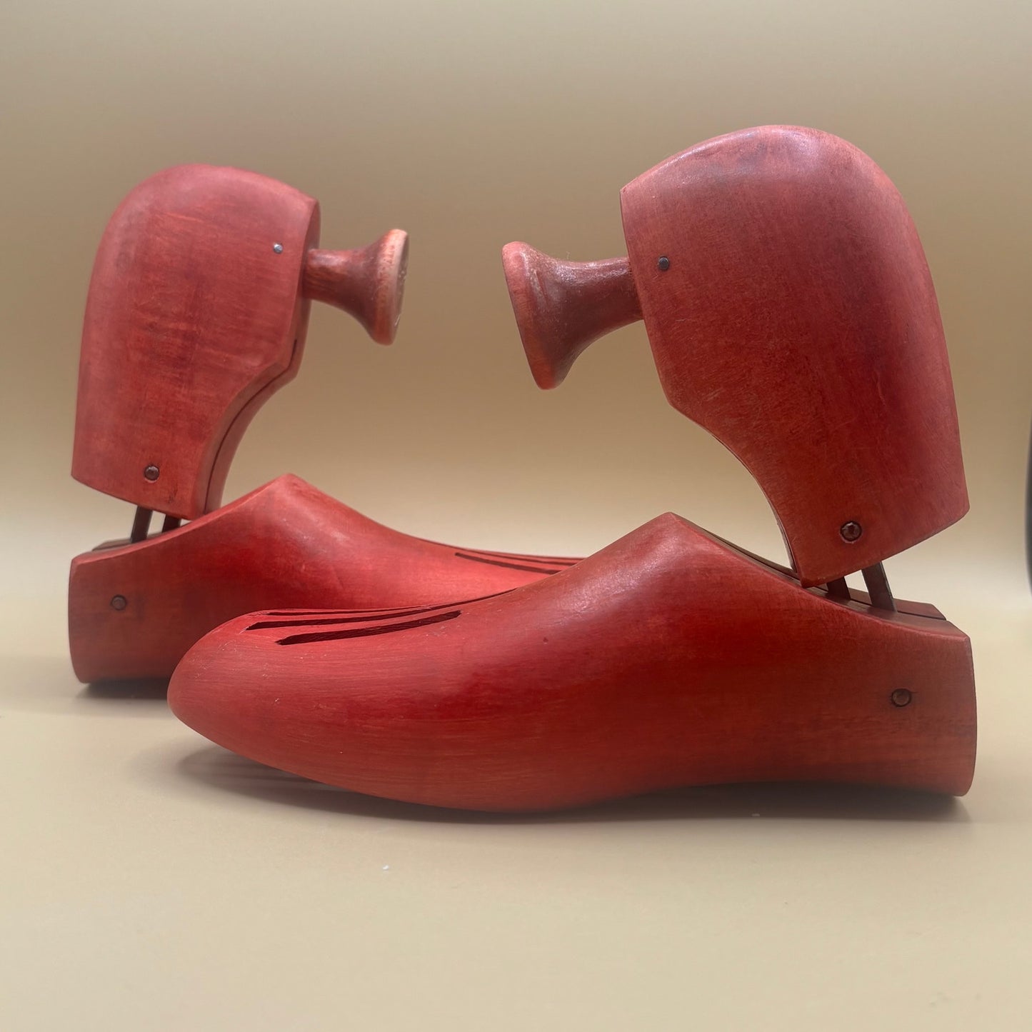 VTG Florsheim Solid Wood Shoe Tree Red Vented Size 10 3 - F Crown Logo