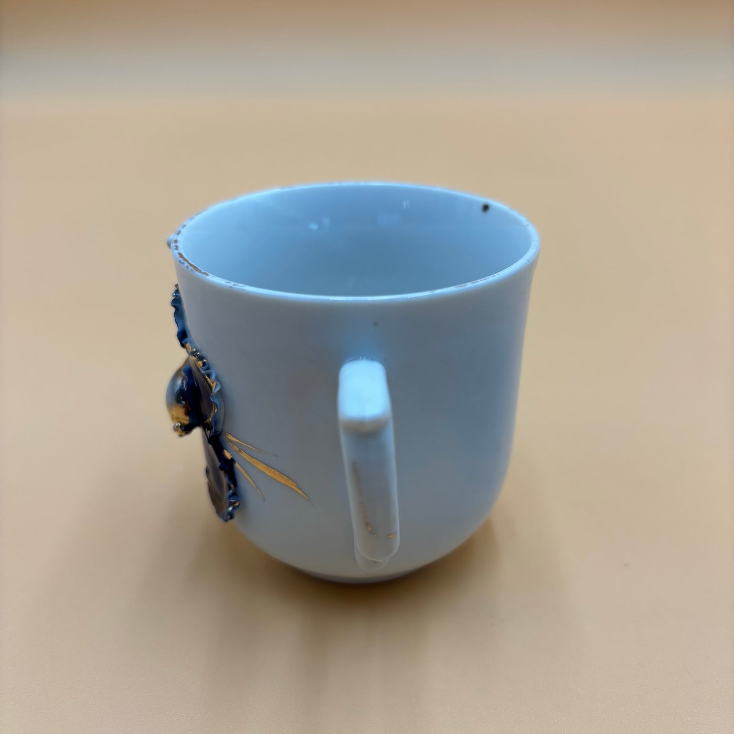 Vintage German Porcelain Demitasse Cup & Saucer - Purple & Gold Floral