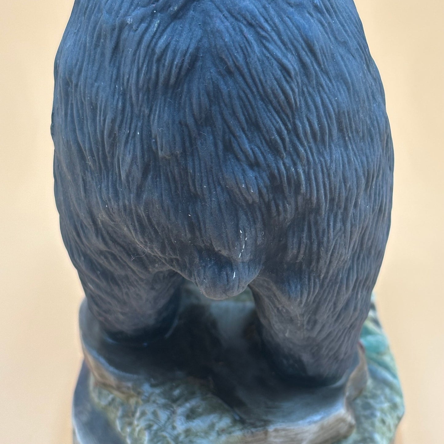 Vintage Lefton China Black Bear Figurine Branch with Berries Hand Painted