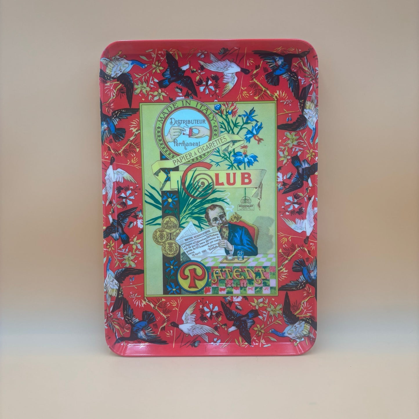 1970's Club Modiano “Patent ECHU” Tray – 13” x 9” Graphic Cigarette Design