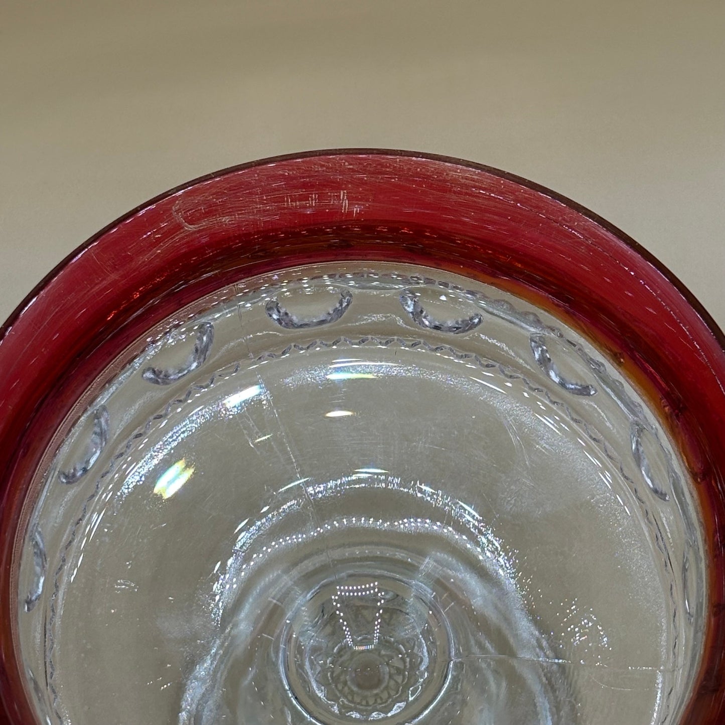 Vintage Kings Crown Ruby Flash Compote/Candy Dish