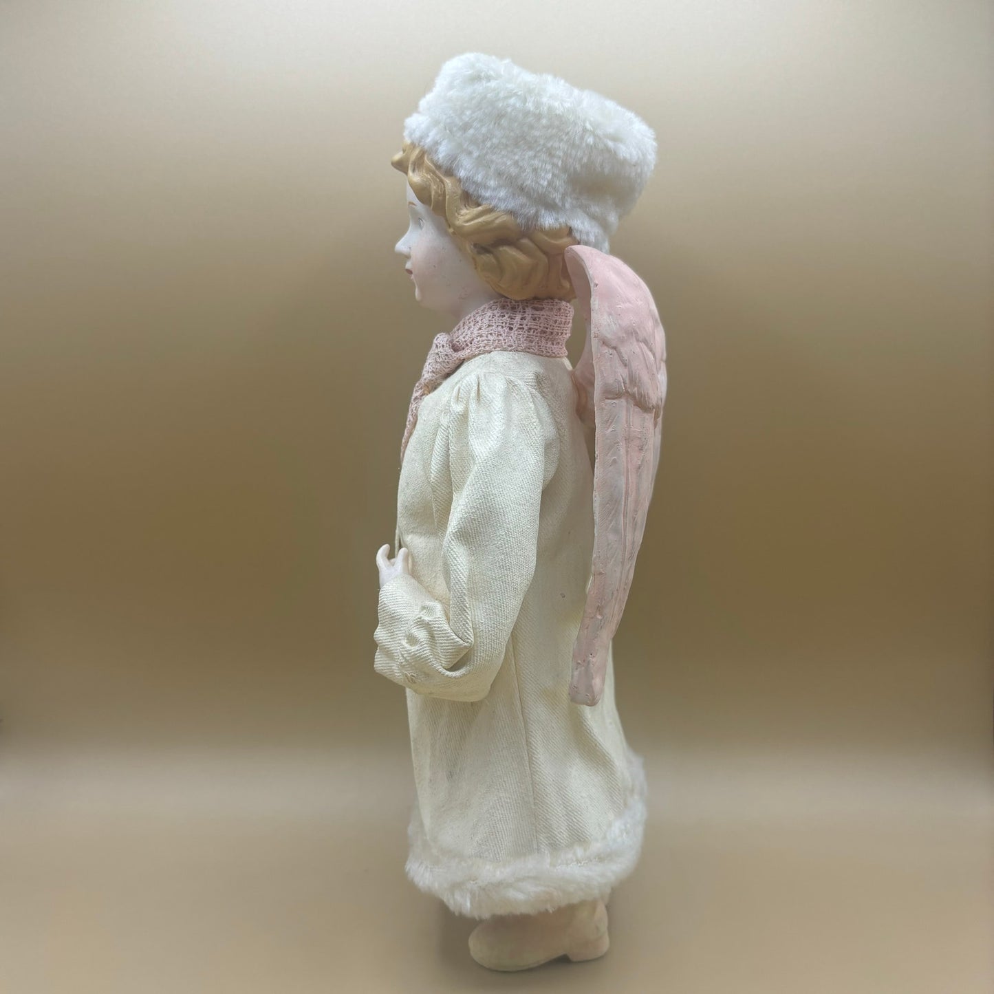 VTG RUSS Winter Doll with Christmas Wreath - Made in Philippines