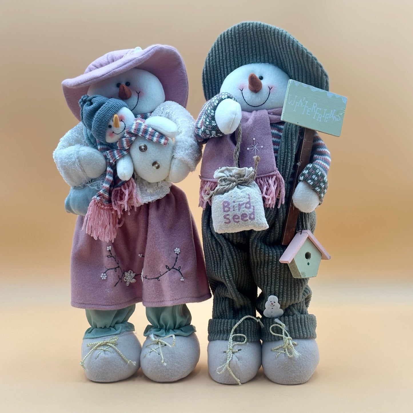Winter Friends Snowman Couple Plush Décor – 18” Tall