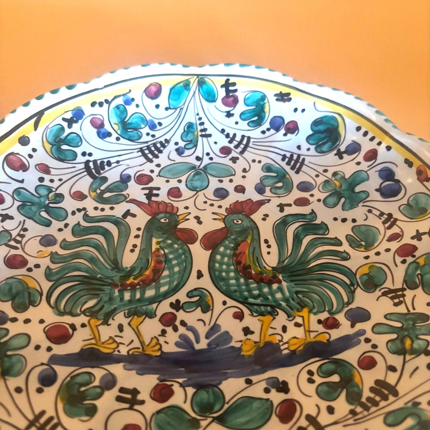 Deruta Italy Orvieto Green Rooster Wall Plate – Hand-Painted Ceramic