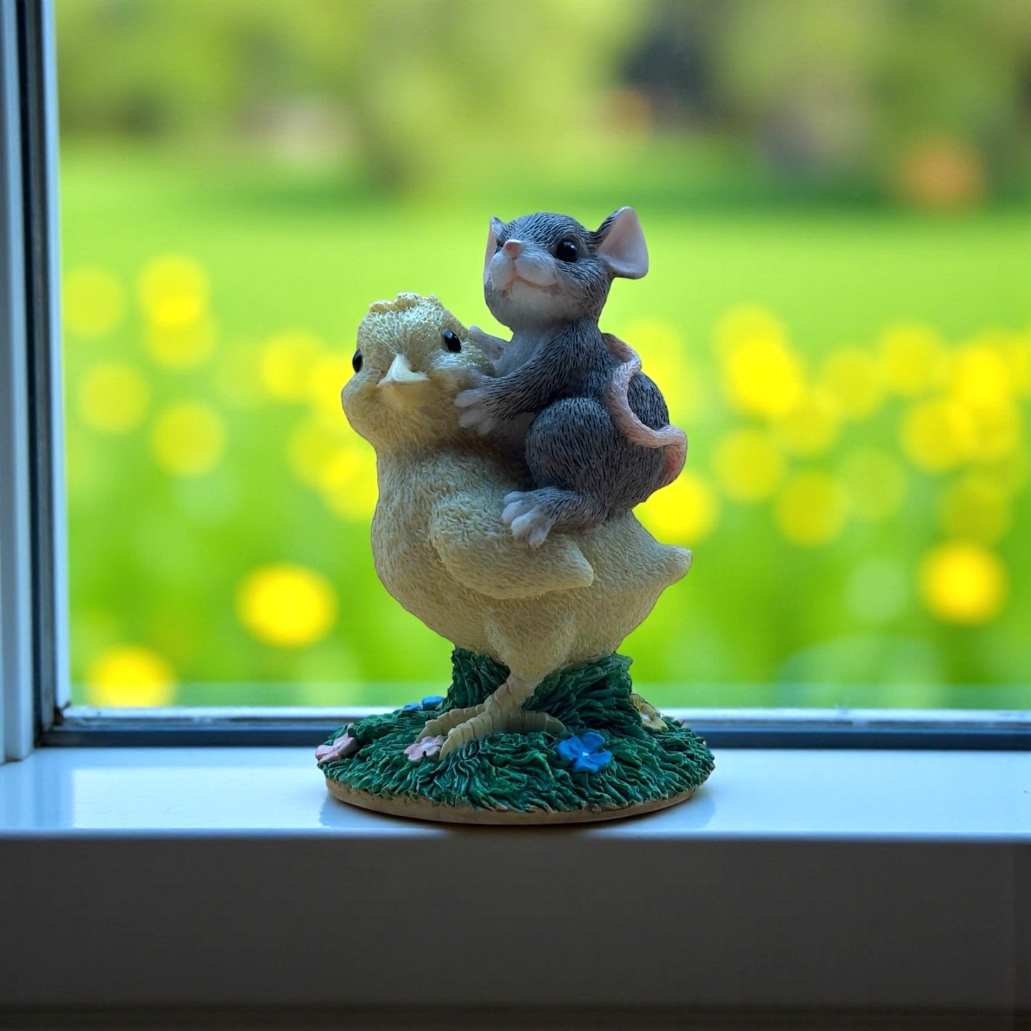 Charming Tails “Chickie Back Ride” Figurine with Box