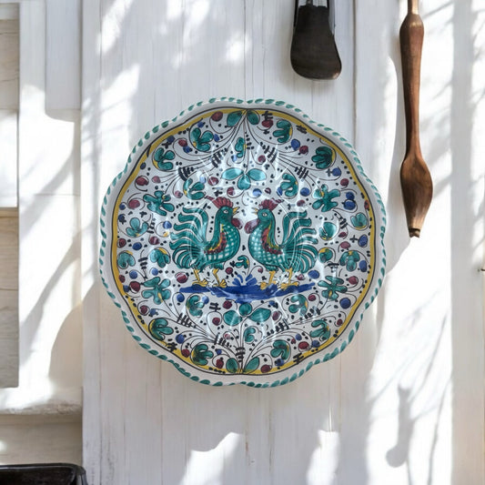 Deruta Italy Orvieto Green Rooster Wall Plate – Hand-Painted Ceramic