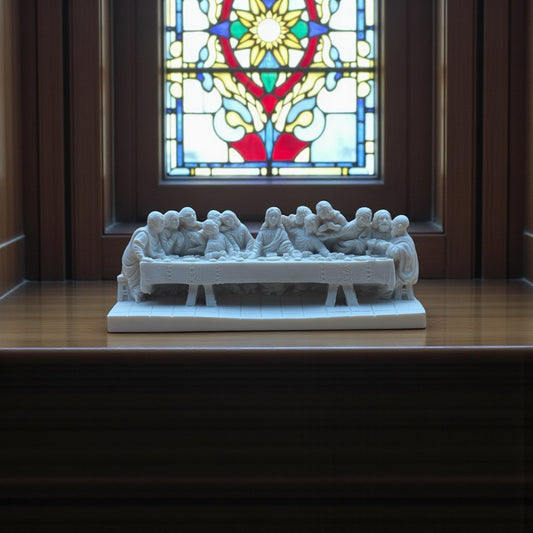 White Last Supper Sculpture Inspired by Leonardo da Vinci