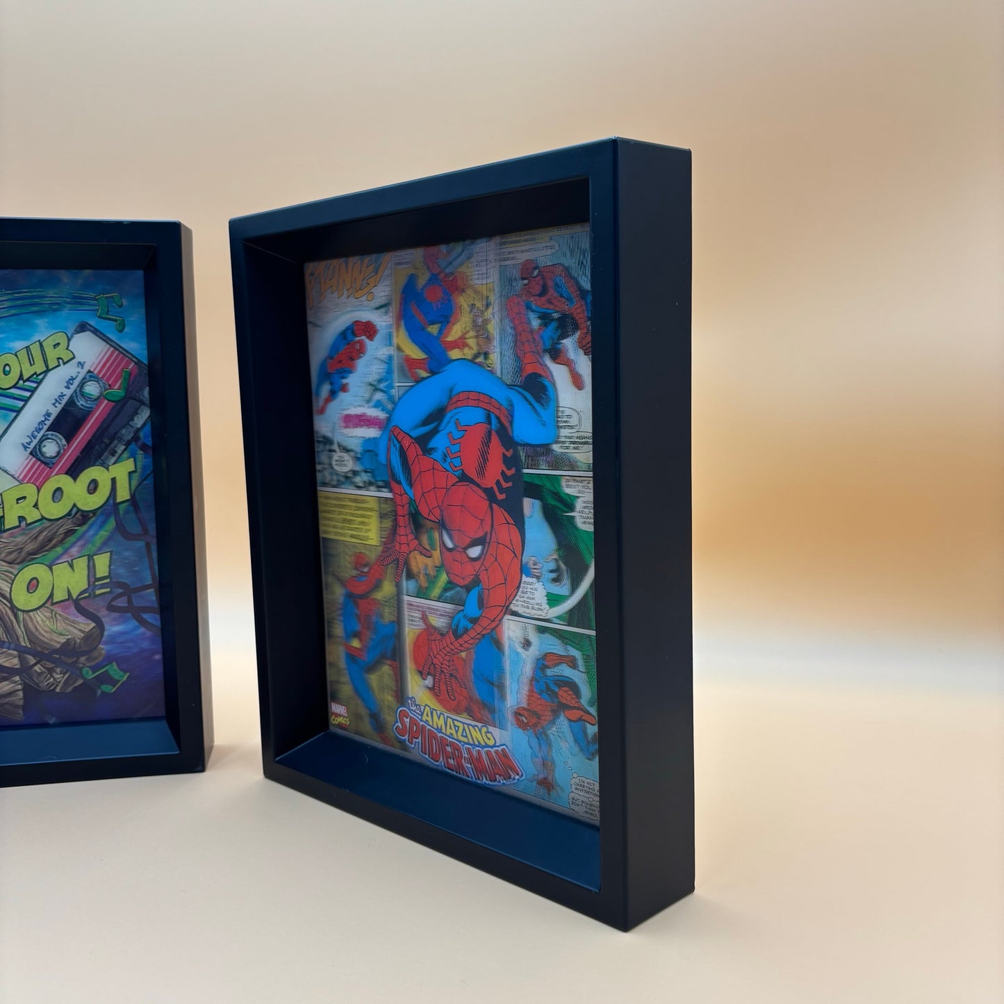 Marvel 3-D Shadow-Box Wall Art Pair Baby Groot & The Amazing Spider-Man