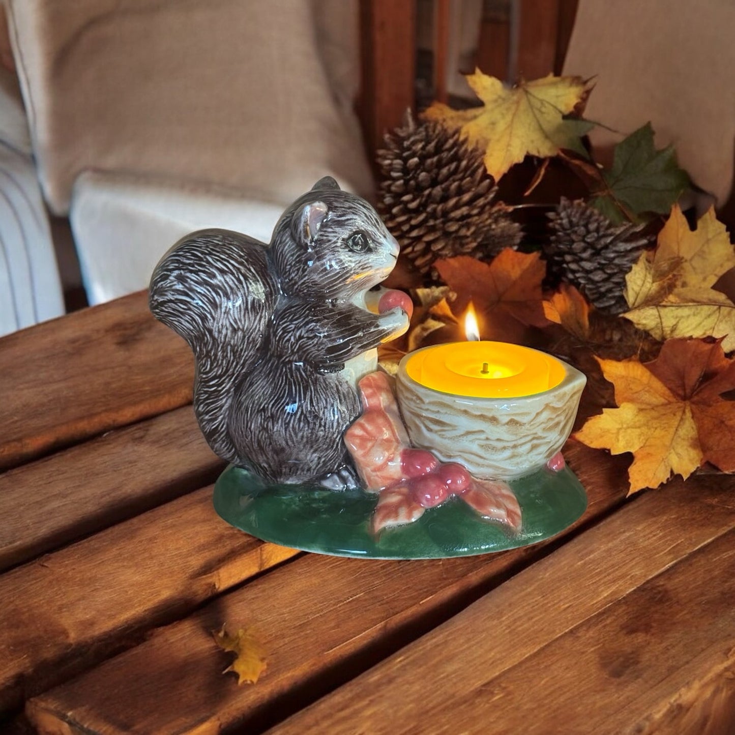 Vintage Adorable Squirrel Tealight Candle Holder
