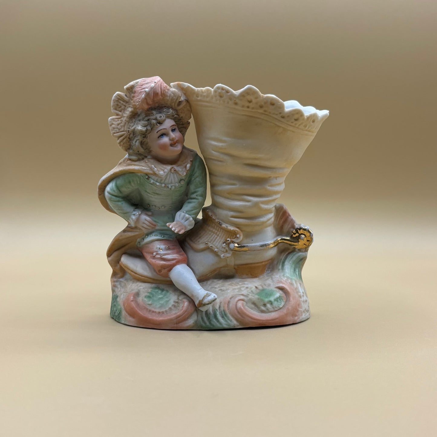 Vintage Victorian Boy & Girl Boot Planters - Porcelain Figurine Pair #3270