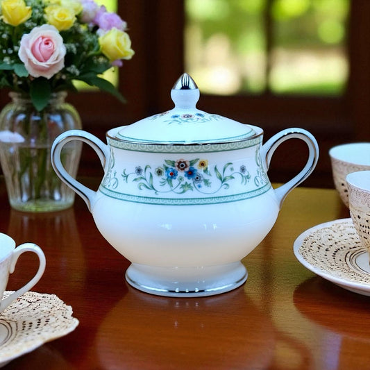 Wedgwood Agincourt bone china covered sugar bowl