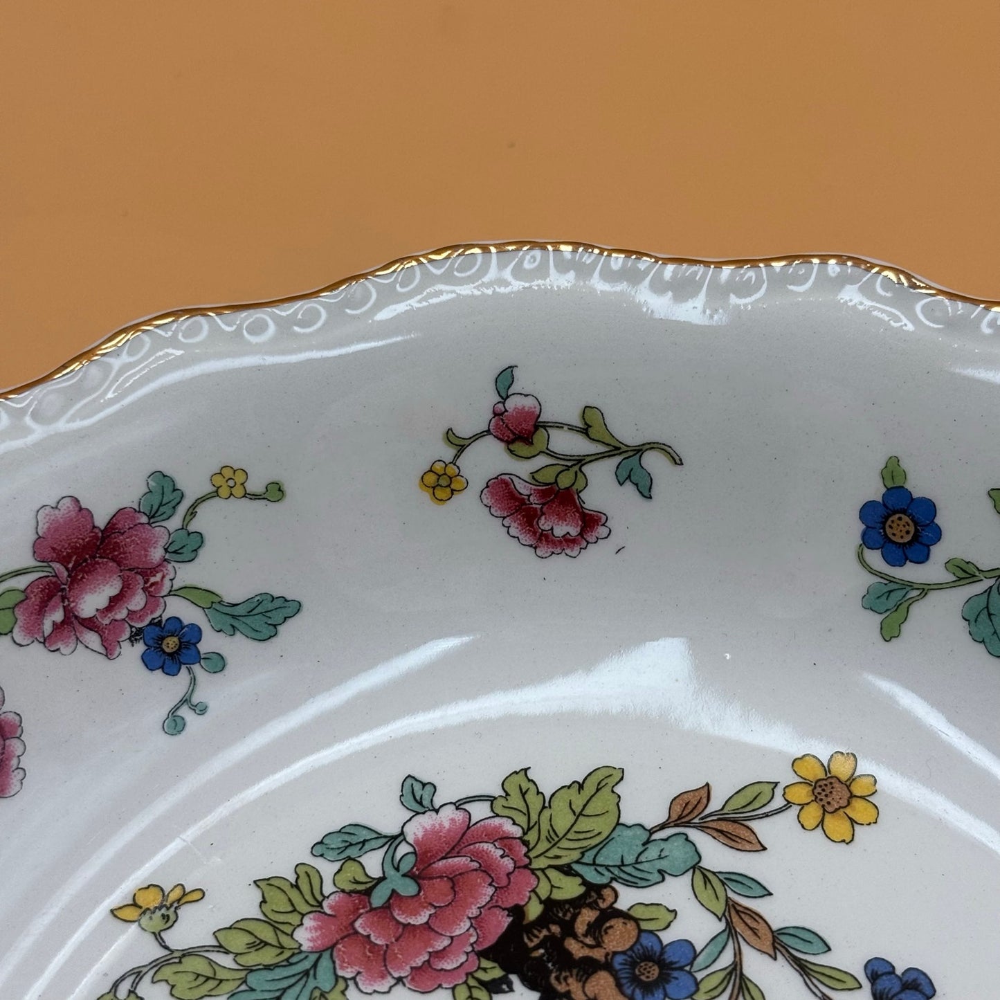 Steubenville Indian Vintage Tree Bowl — Floral with Gold Trim