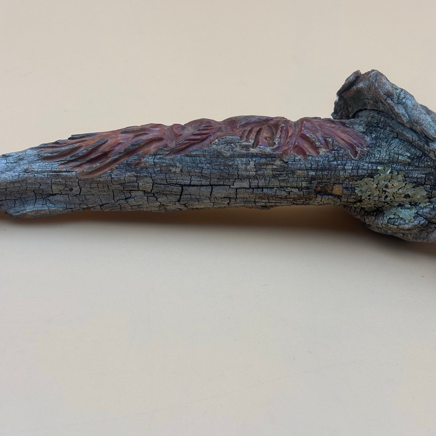 Hand-Carved Driftwood Tree Spirit Carving Face Art Sculpture