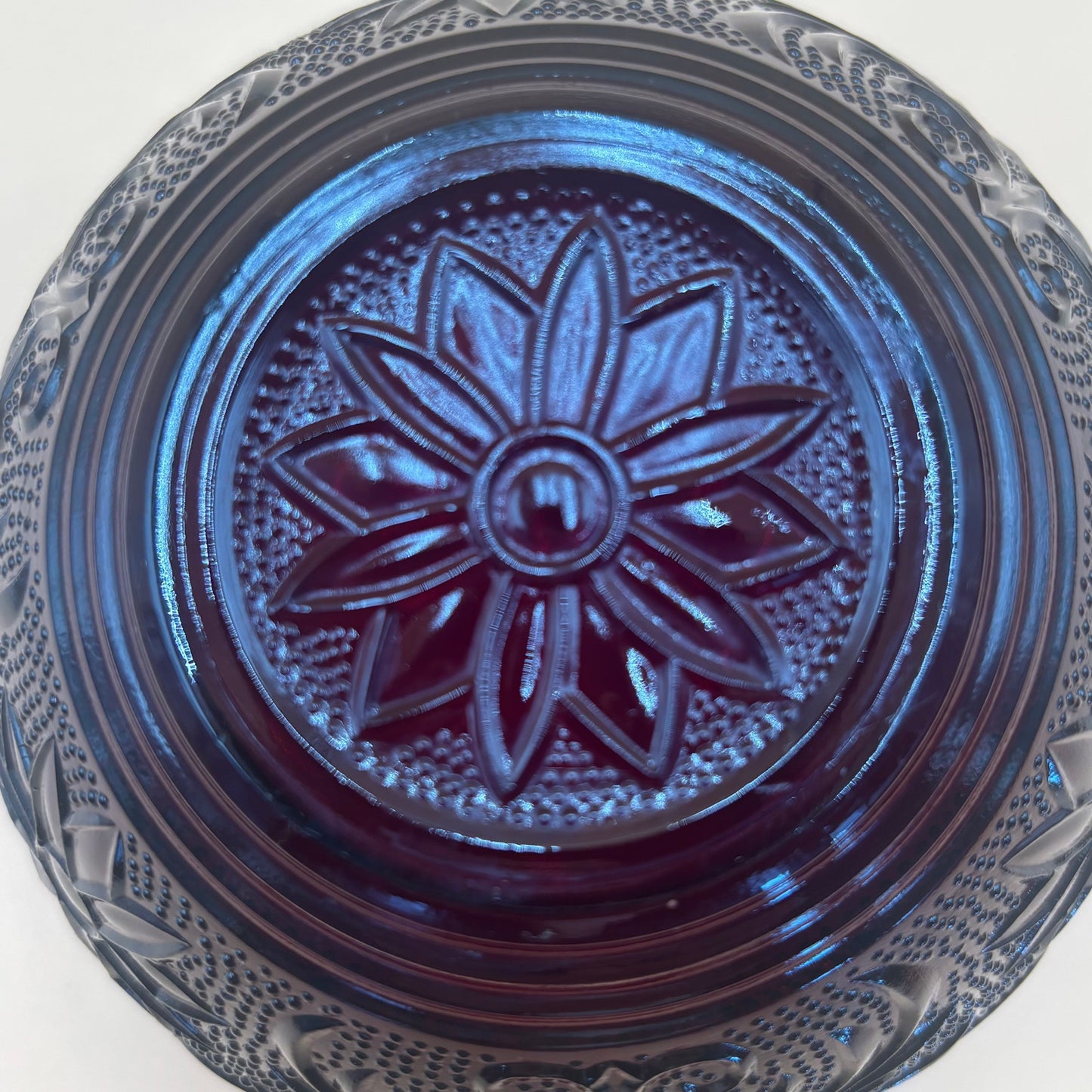 Vintage Royal Ruby Red Depression 5 1/4" Glass Bowl - Anchor Hocking Sandwich Pattern