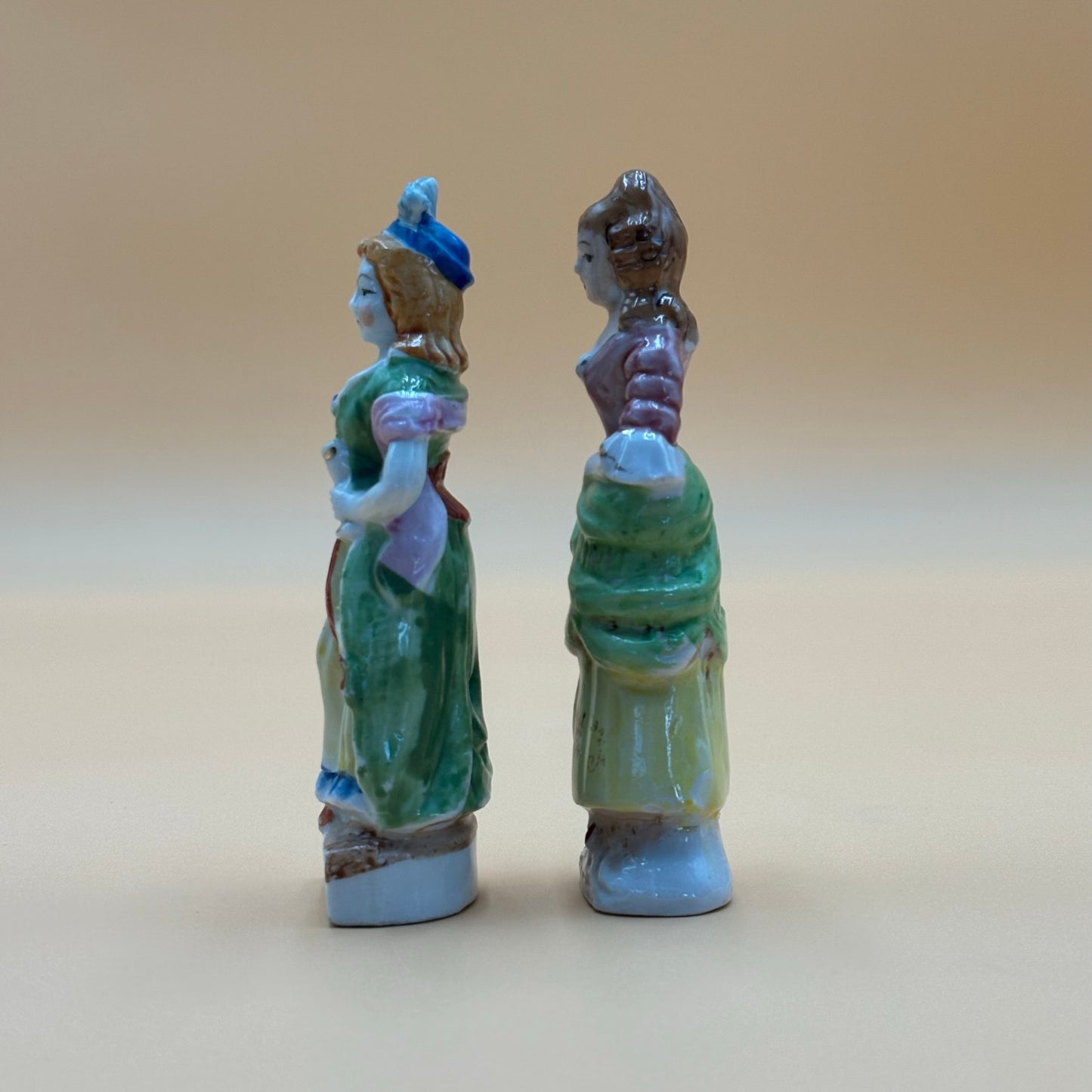 Vintage Japanese Colonial Lady Figurines - Hand Painted Porcelain Pair