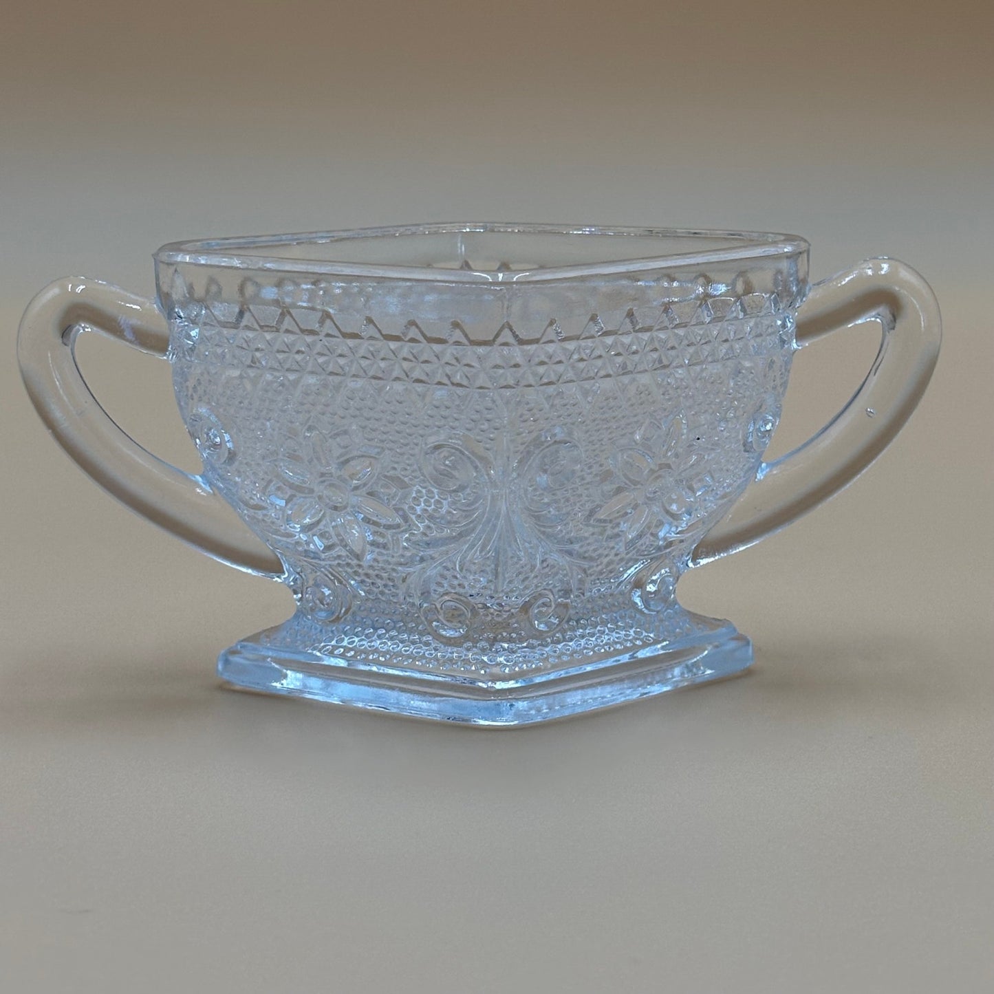 Vintage Indiana Glass Diamond Pattern Sugar and Creamer Set