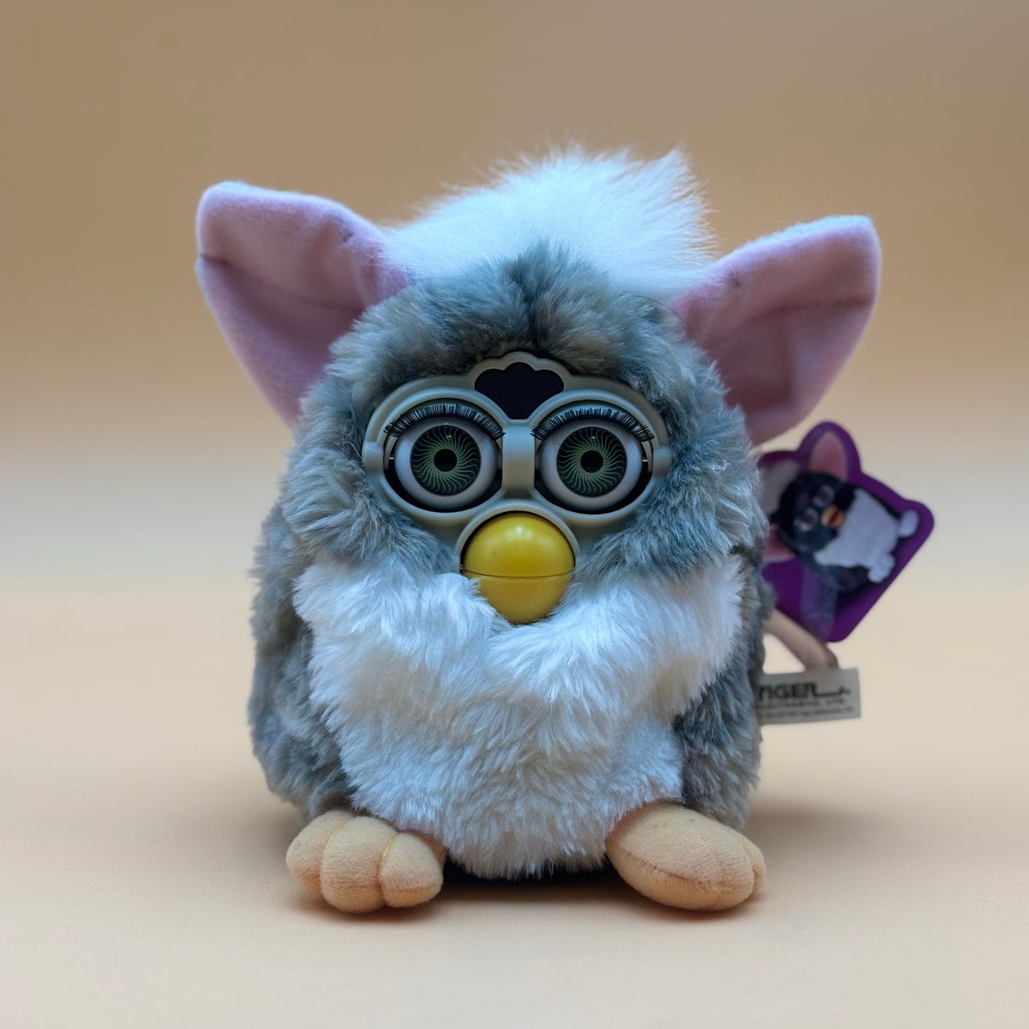 FURBY 1998 Tiger Electronics Furby in Box (Working) Gray & White