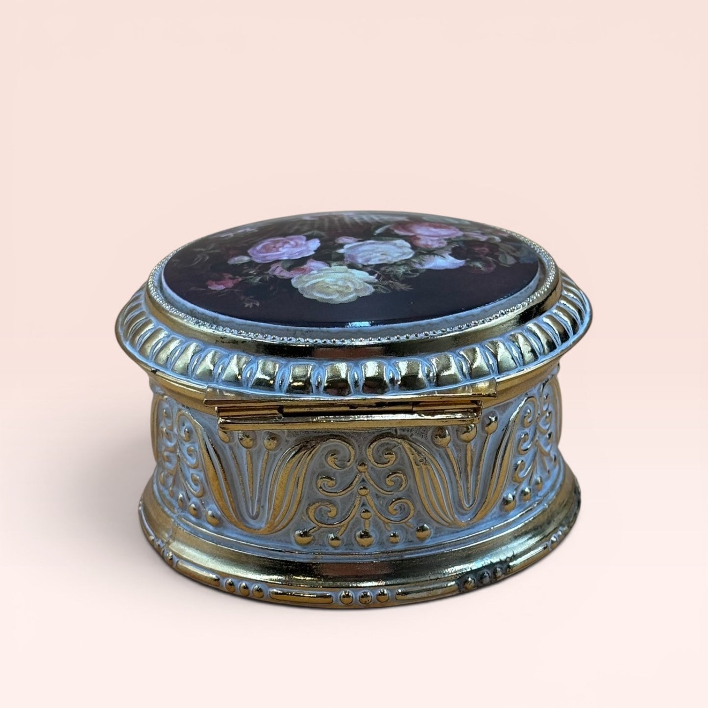 Vintage San Francisco Music Box Floral Trinket Box Plays I Will Wait For You
