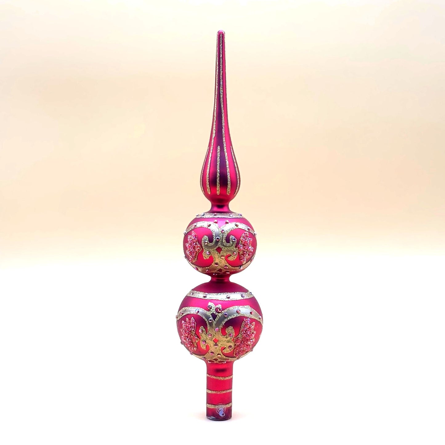 Waterford Charisma Red Glass Tree Topper 12 in.