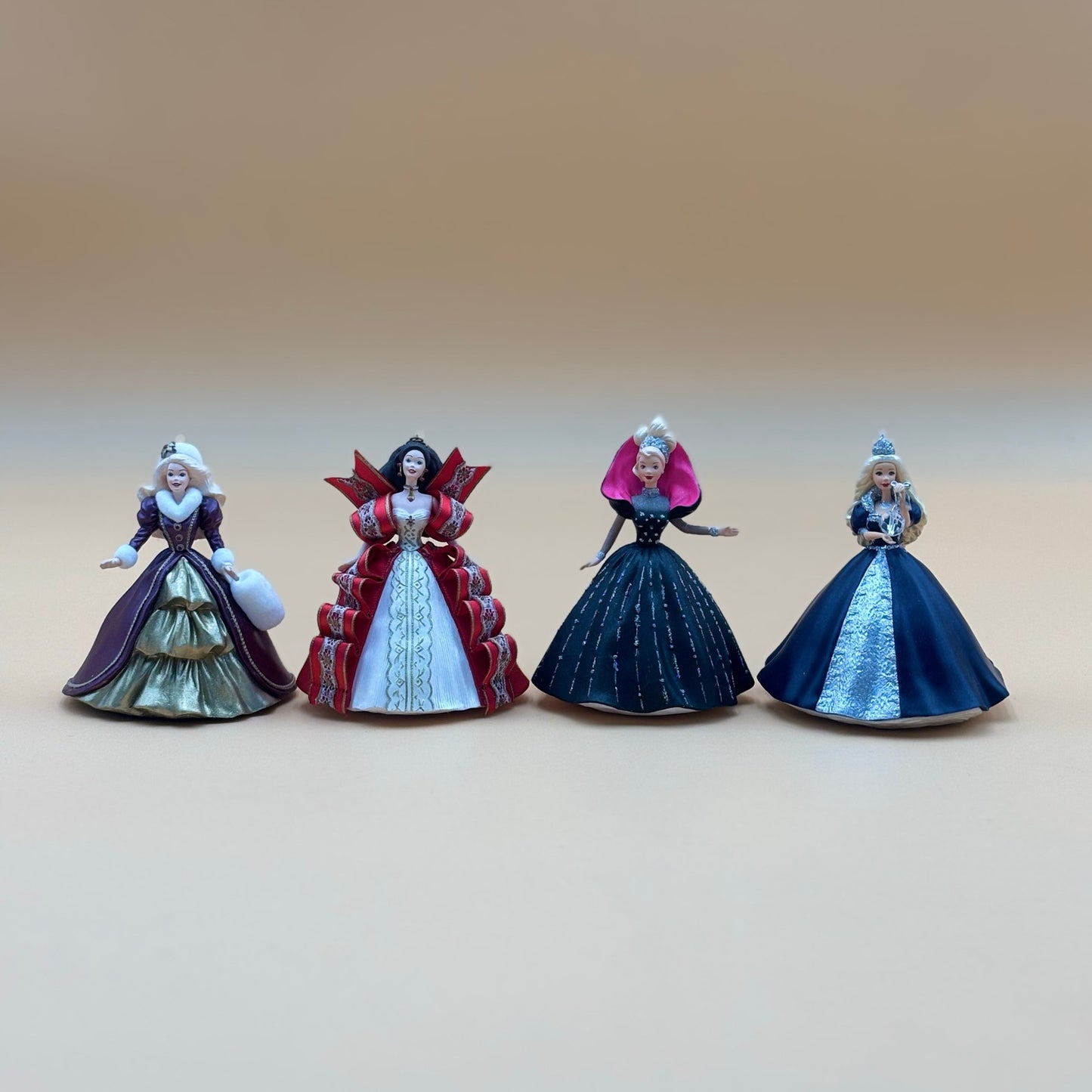 Set of 4 Hallmark Holiday Barbie Ornaments – 1996, 1997, 1998, 1999 Editions