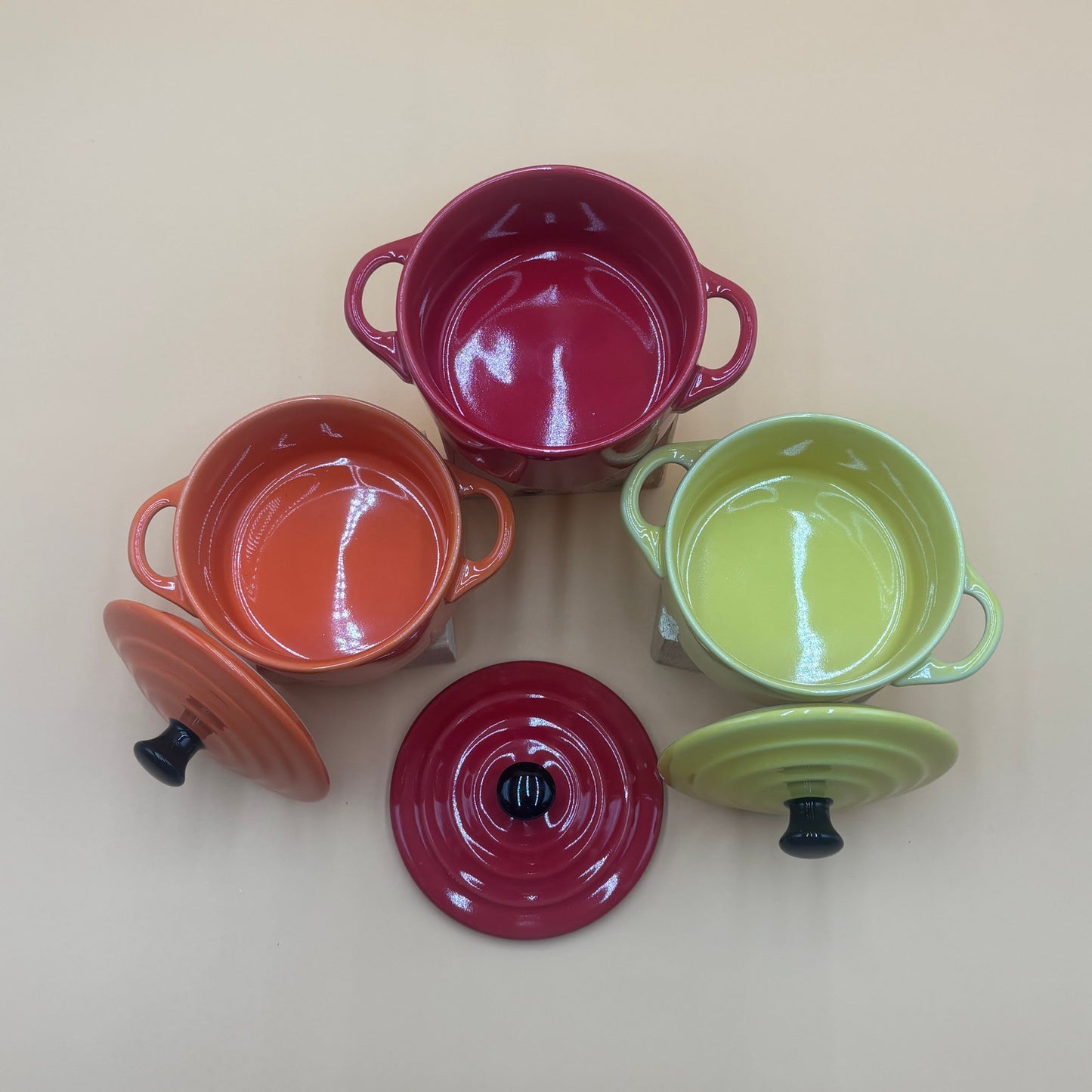 Set of 3 Gourmet Expressions Mini Cocottes - Yellow, Red & Orange