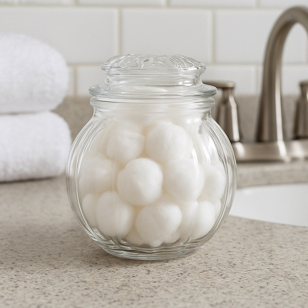 Clear Ribbed Glass Pumpkin Jar with Lid