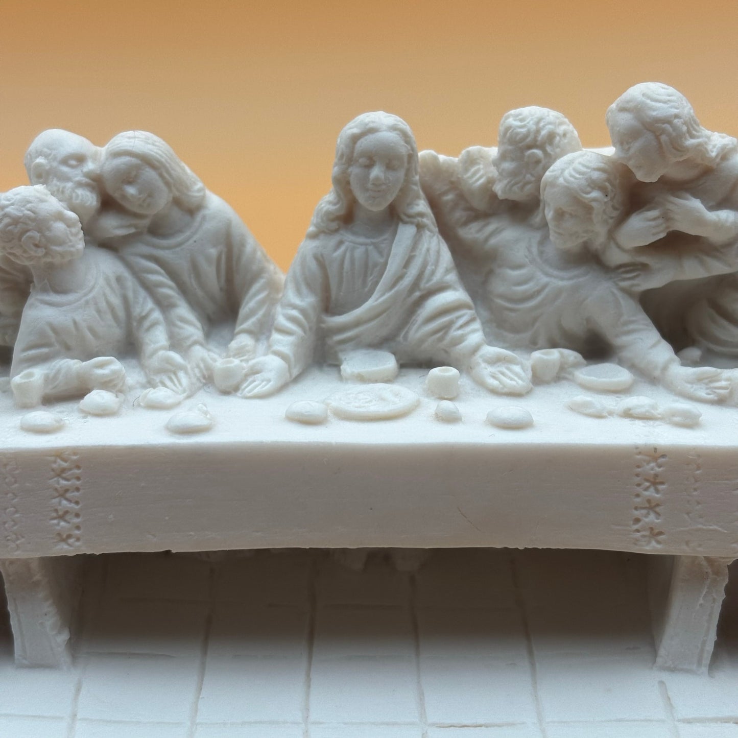White Last Supper Sculpture Inspired by Leonardo da Vinci