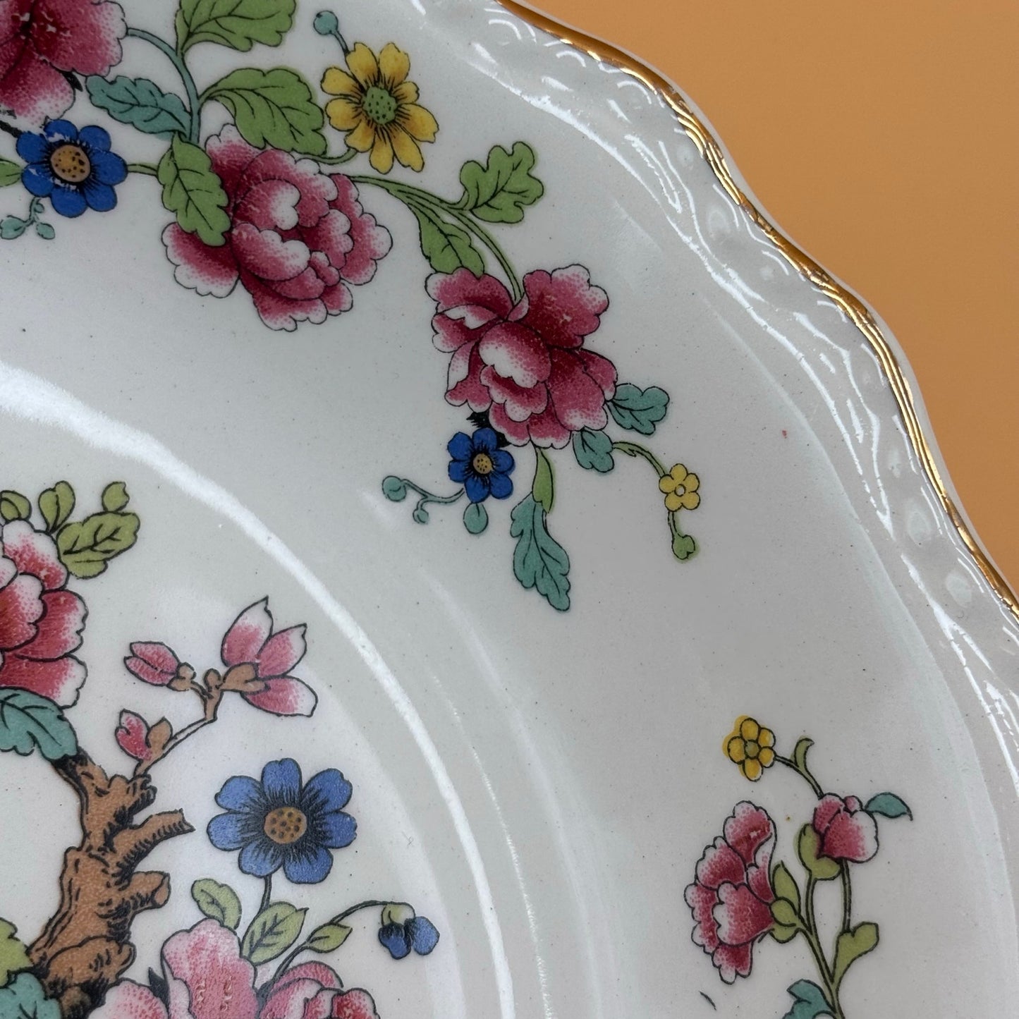 Steubenville Indian Vintage Tree Bowl — Floral with Gold Trim