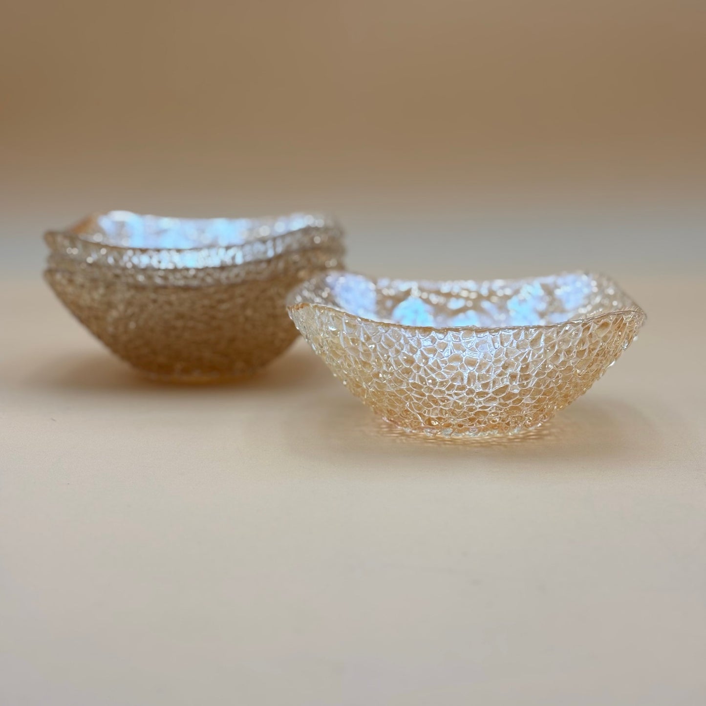 Textured Pebbled Salad Bowls Square Rounded Design