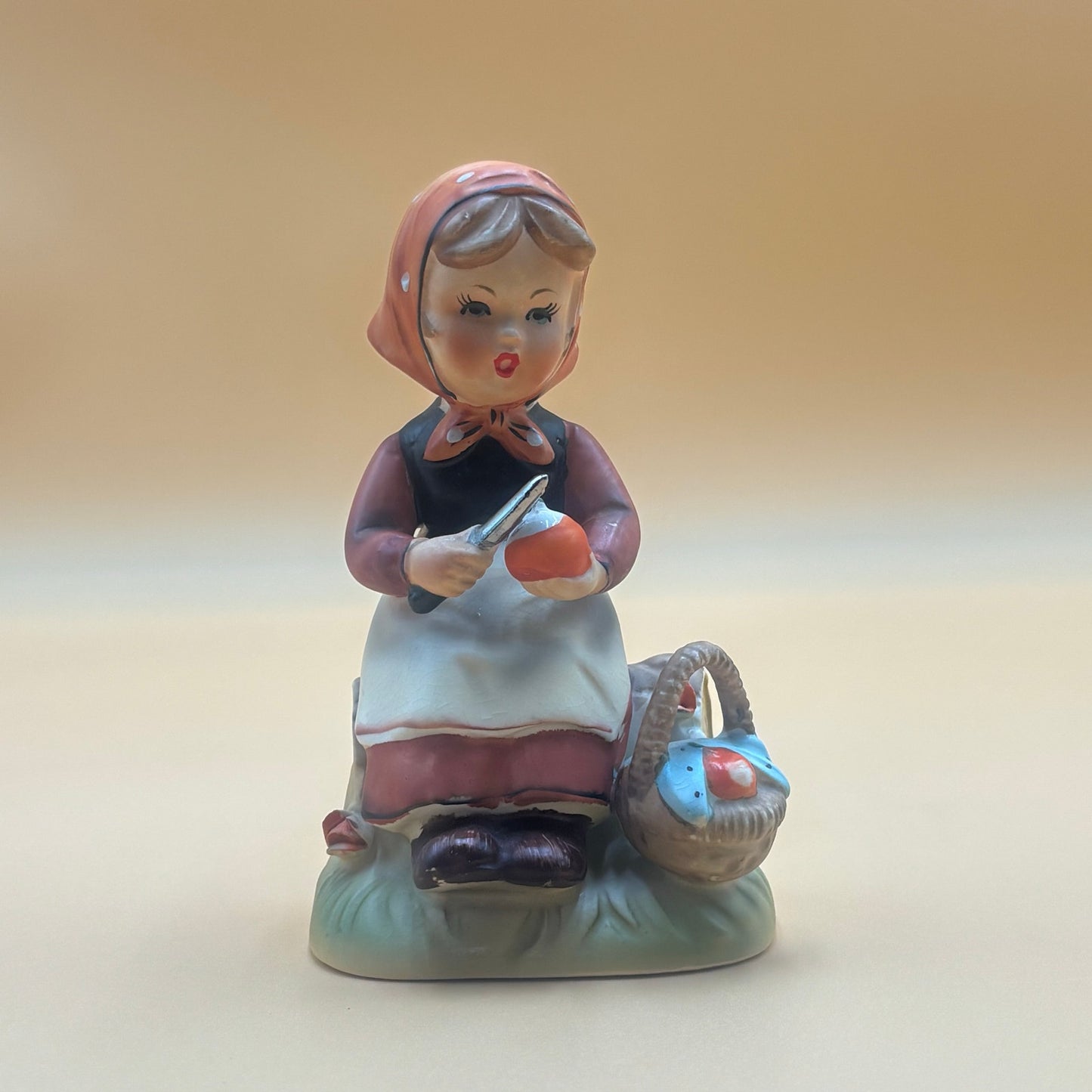 Vintage Erich Stauffer Figurine - Girl Peeling Apples #48512
