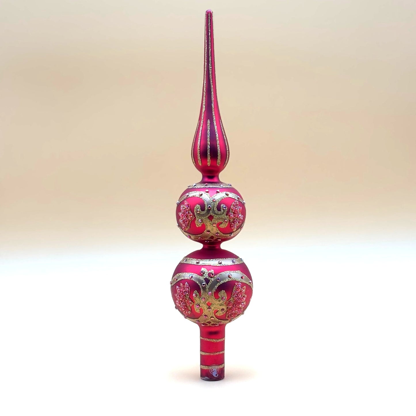 Waterford Charisma Red Glass Tree Topper 12 in.