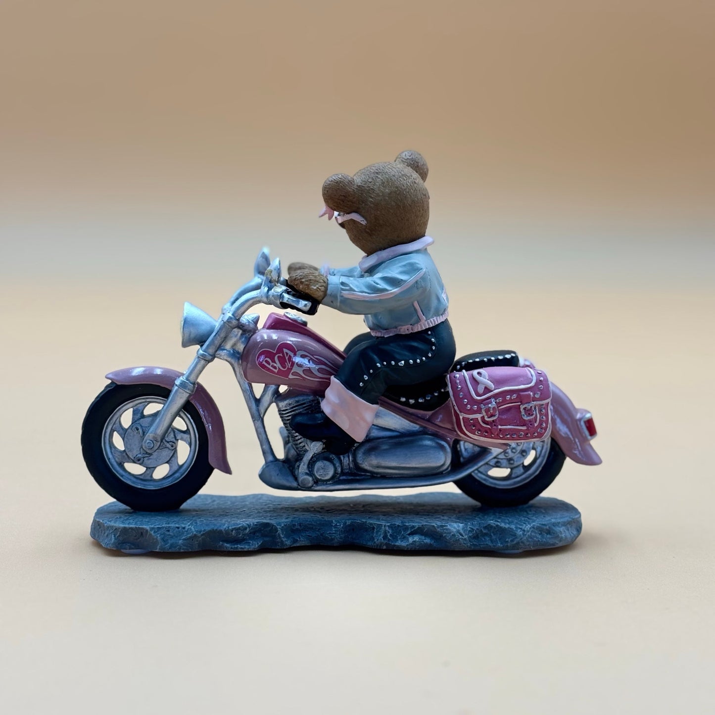 On the Road for a Cure Teddy Bear Motorcycle Figurine