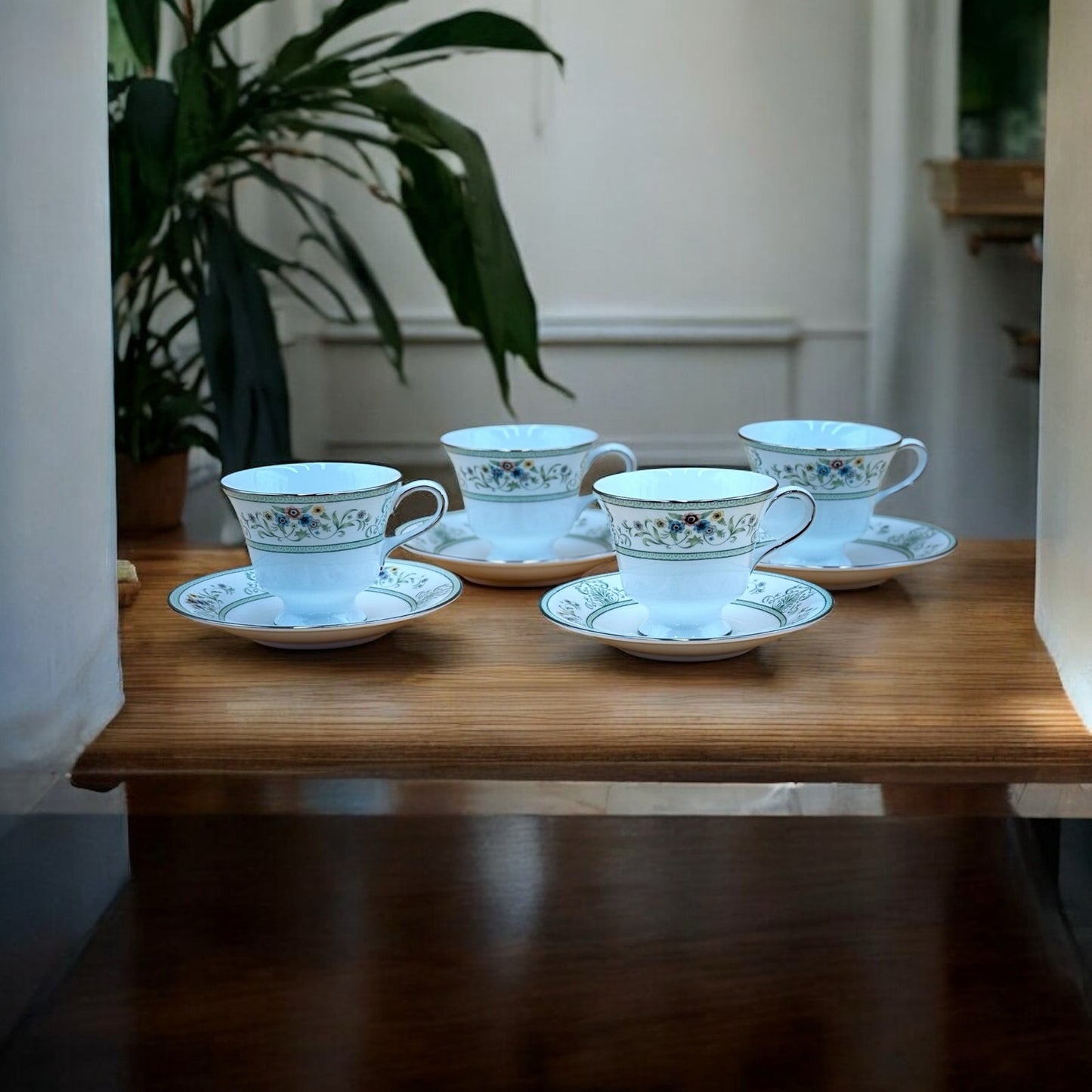 Wedgwood Bone China “Agincourt” 4-Cup & Saucer Tea Set