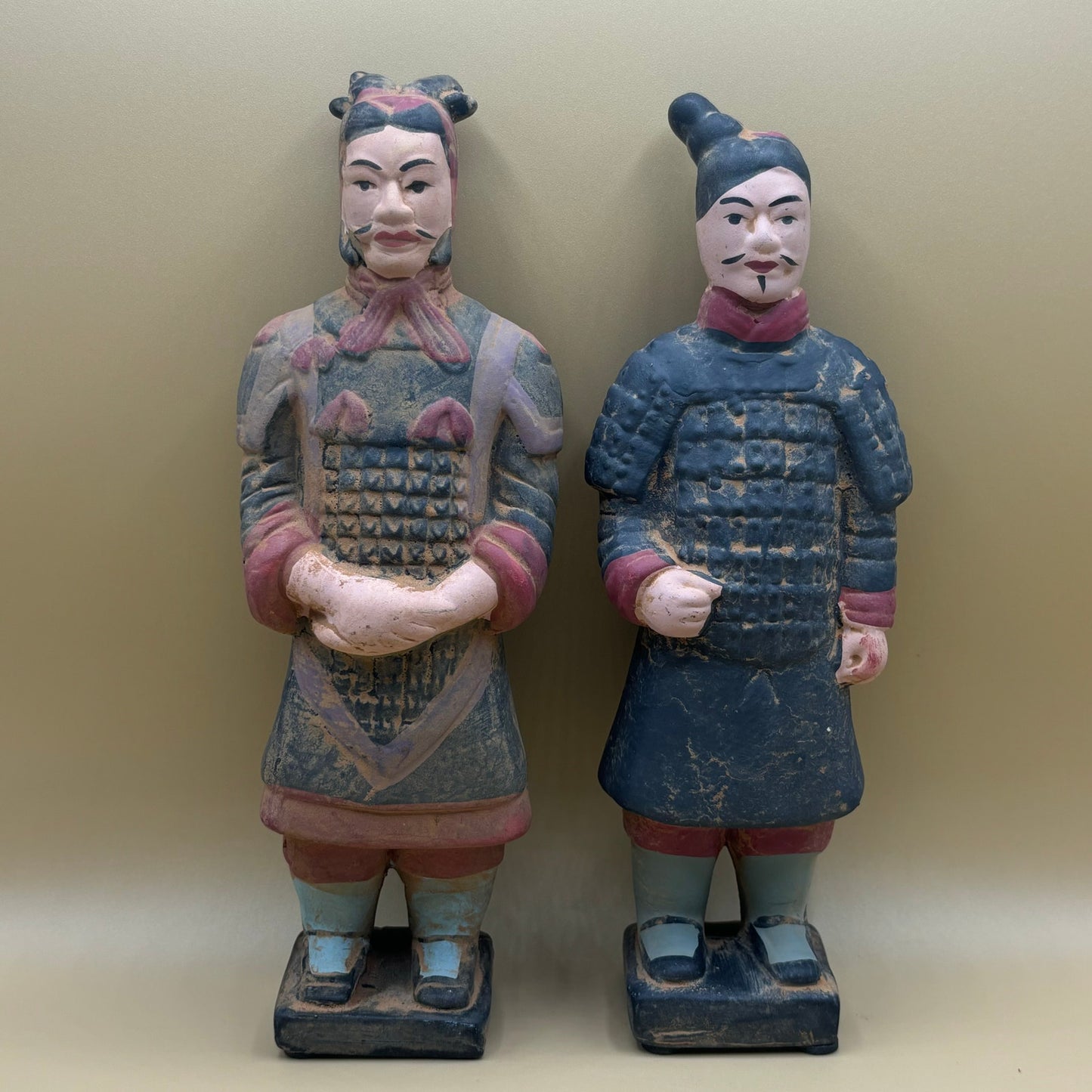 Vintage Chinese Terracotta Warrior Figurines - Set of 2