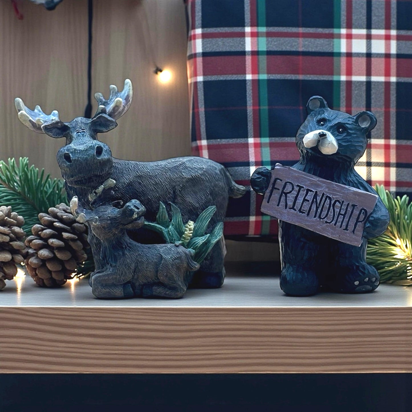 Bear and Moose Family Resin Figurines – Rustic Cabin Decor