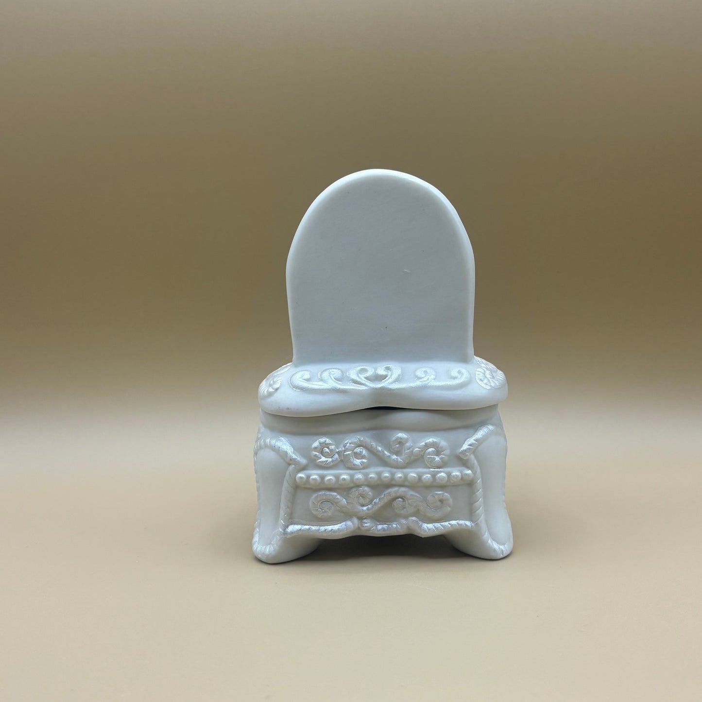 VTG White Ceramic Heart High Heel Trinket Box with Mirror