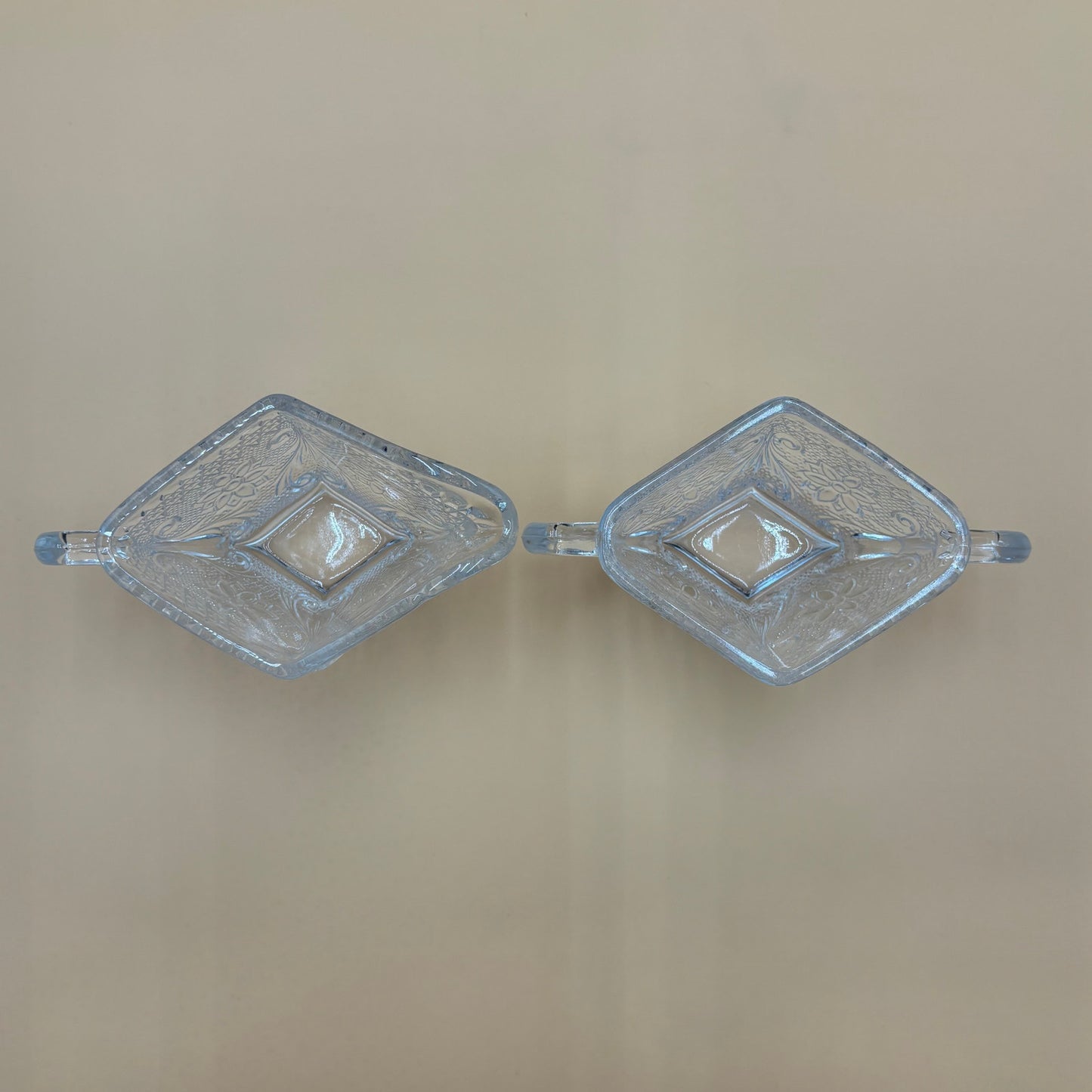 Vintage Indiana Glass Diamond Pattern Sugar and Creamer Set