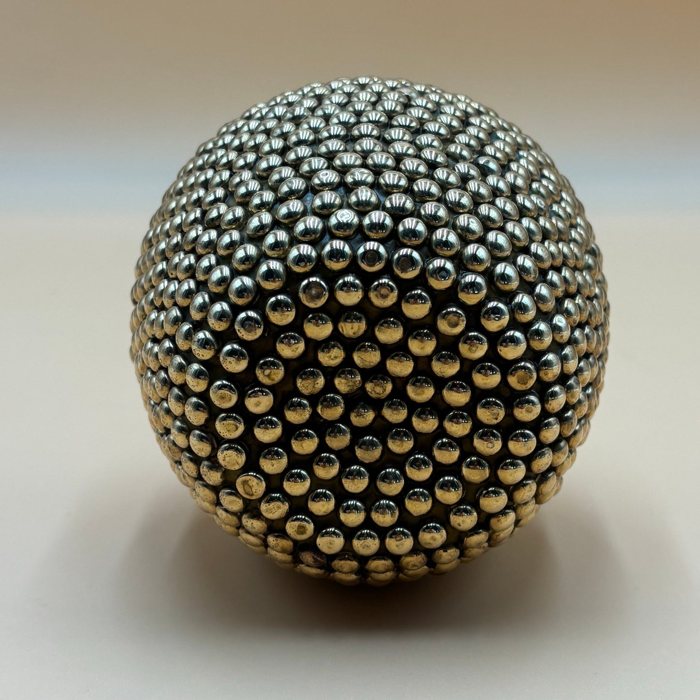 Vintage Brass Studded Apple Sculpture