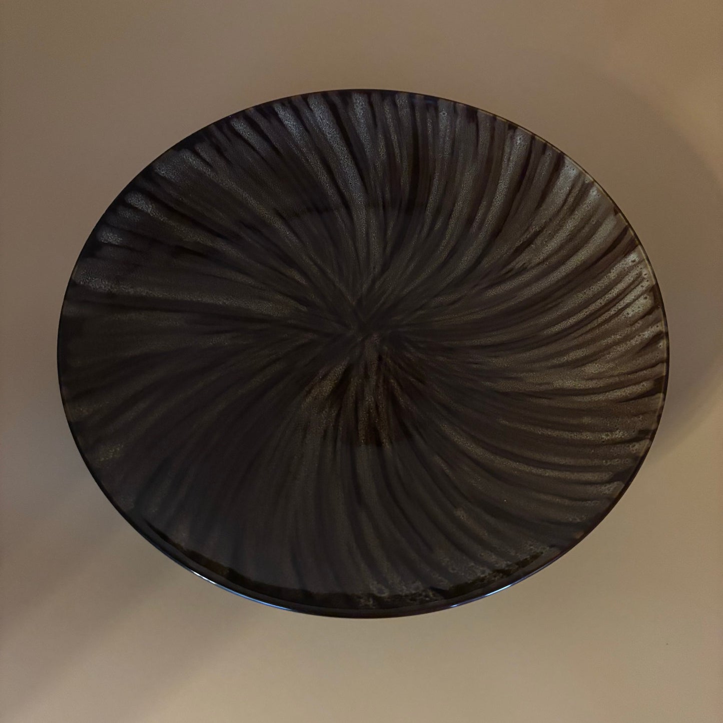 Vtg. Oneida Horizon Swirl Dinner Plate - Brown Stoneware "11.5