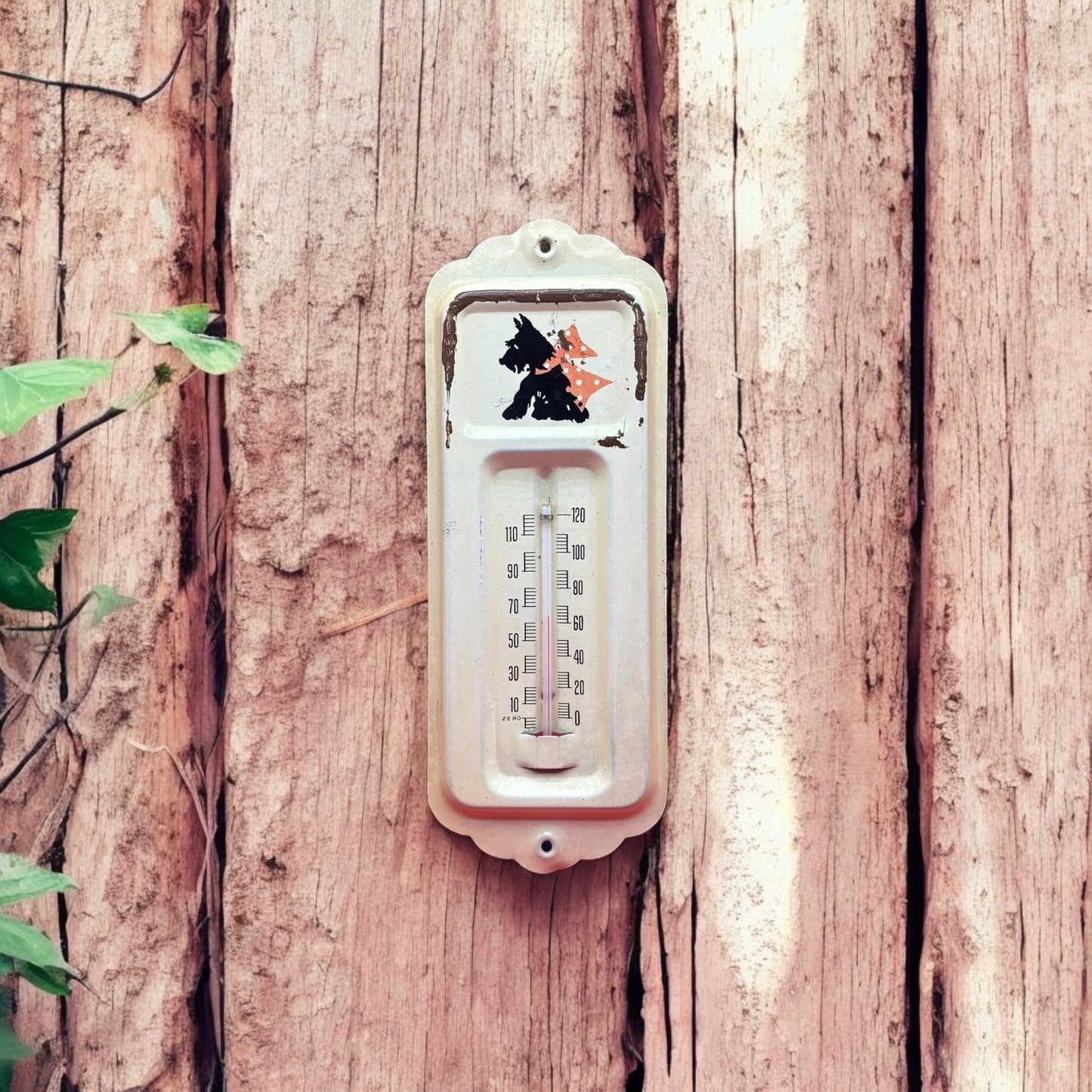 VTG Scottie Dog Metal Thermometer