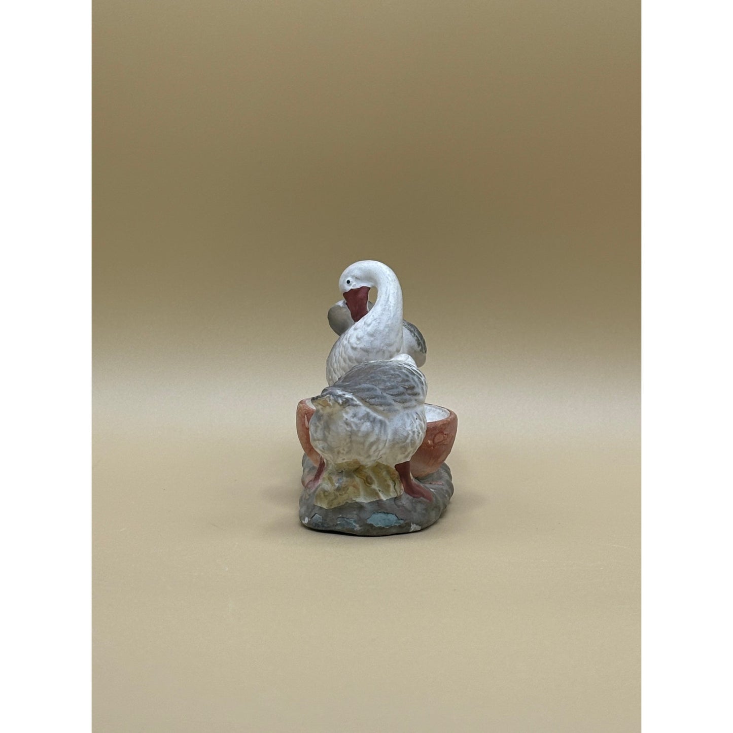 Vintage Japanese Geese Drinking Bowl Figurine