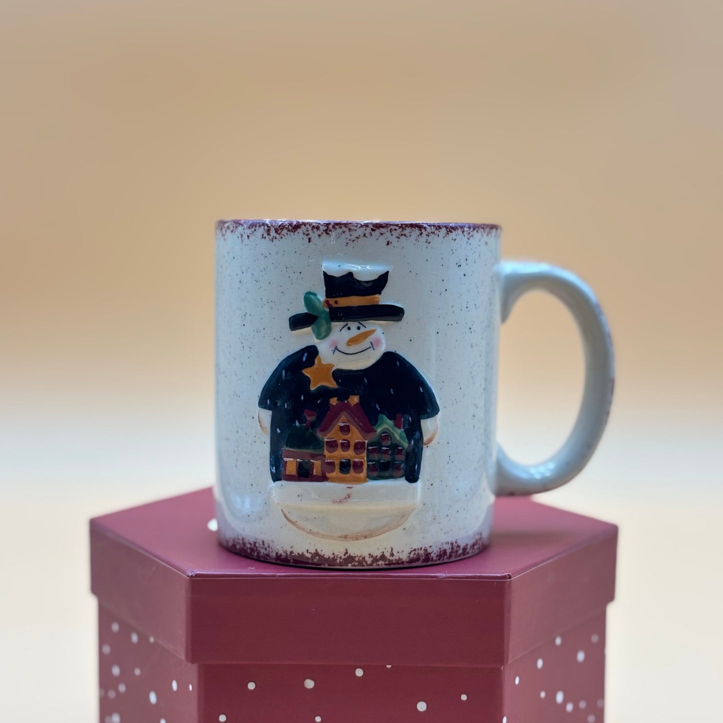 Vintage Snowman Mug with Matching Holiday Box