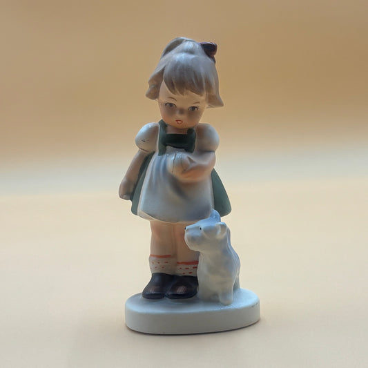 Vintage Girl with White Dog Figurine