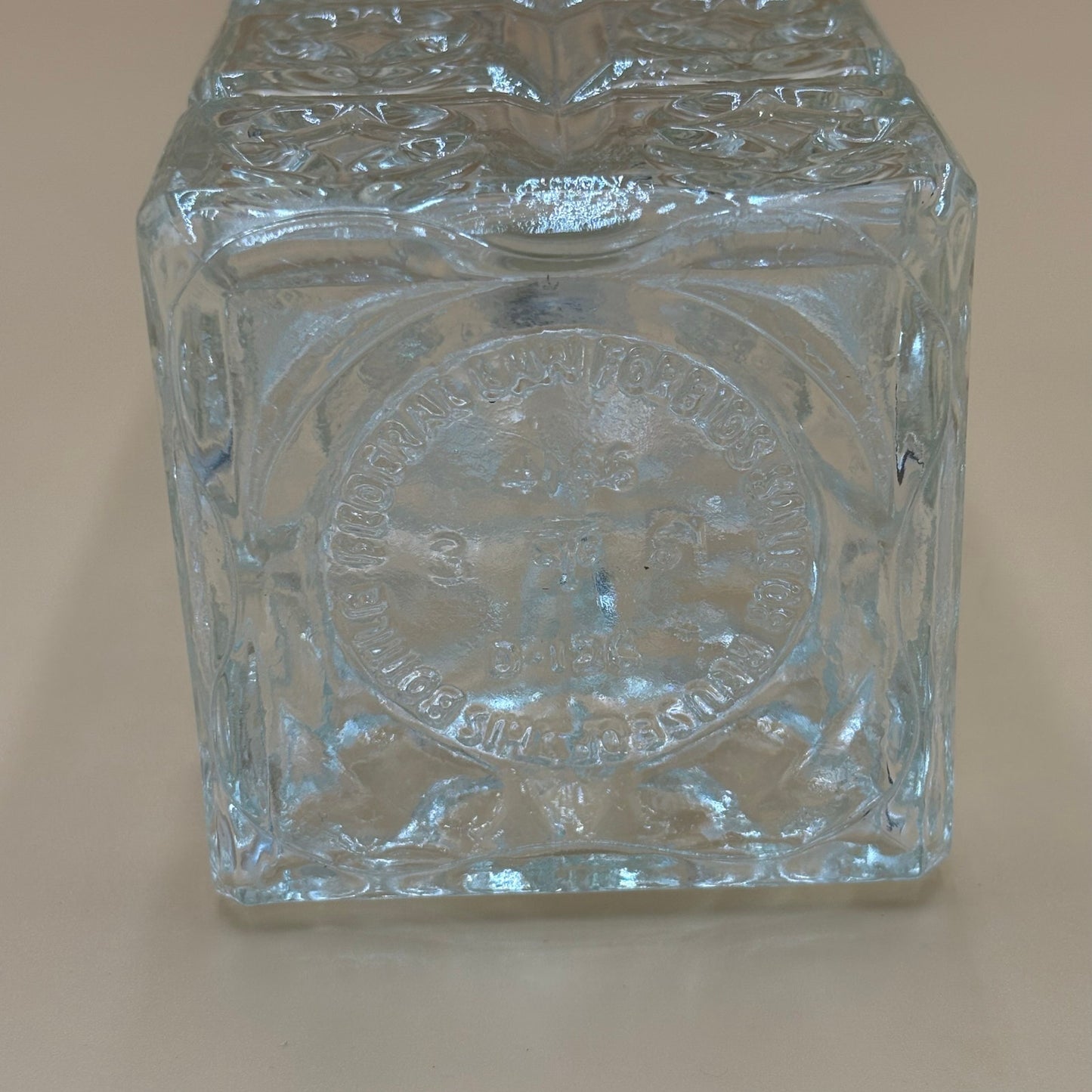 Vintage Clear Glass Diamond Cut Decanter - Elegant Barware