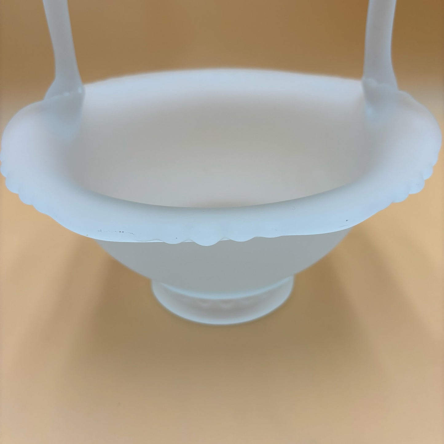 Vintage Frosted Satin Glass Basket - DB Maker Mark 11.5"