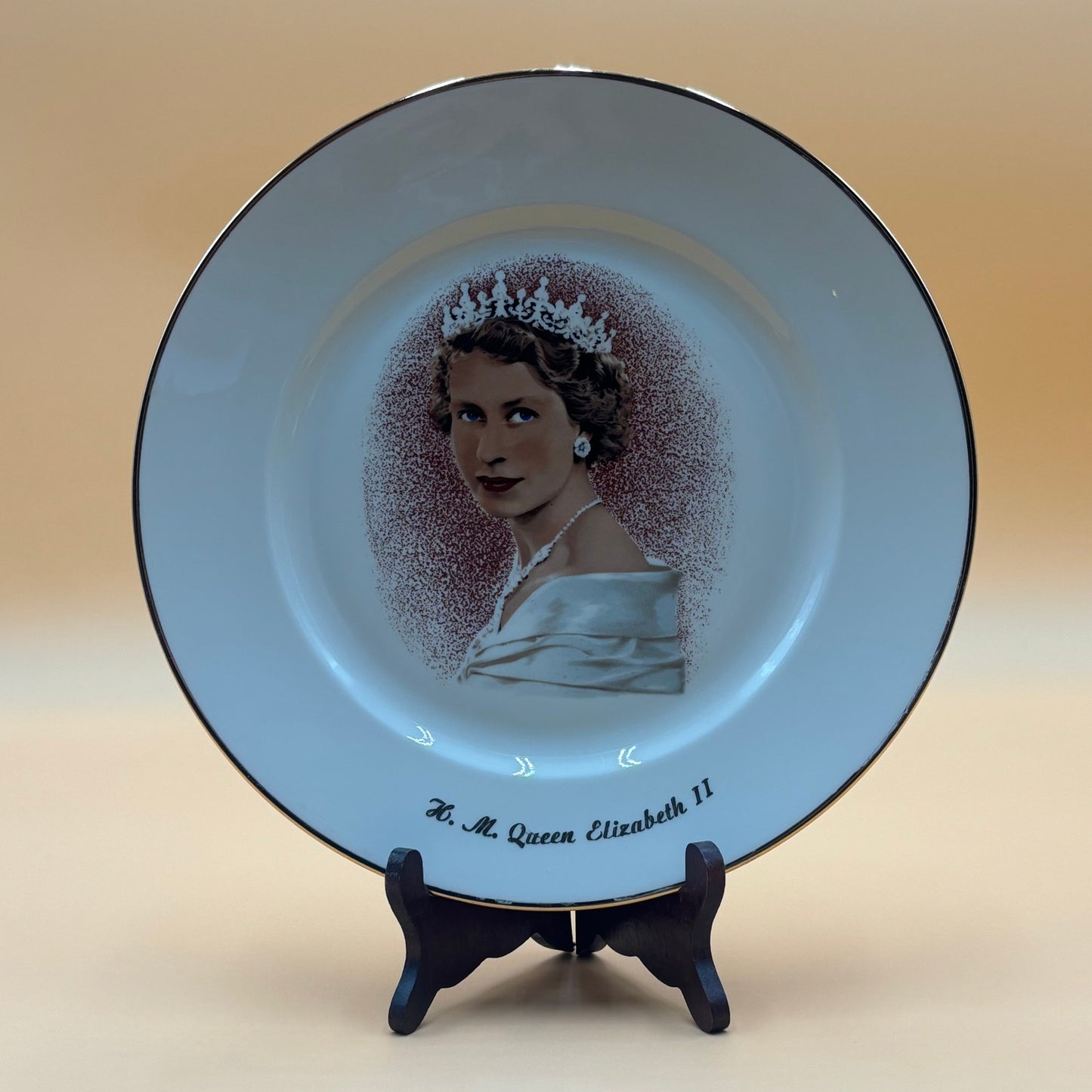 H.M. Queen Elizabeth II Coronation Plate Gold Trim Germany 10" 1954