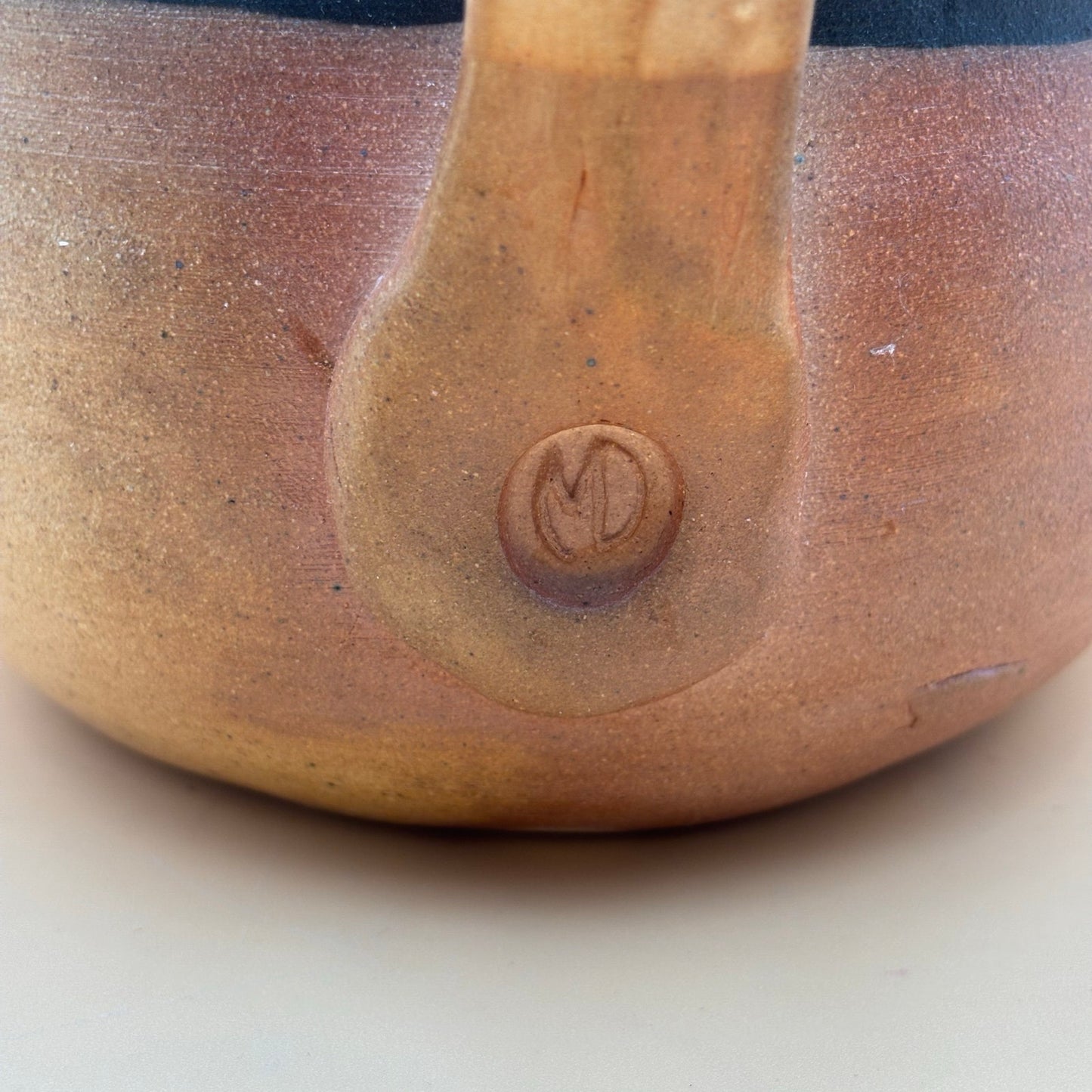 Studio Pottery Fish Pitcher with “M” Handle Mark – Hand-Painted 8″