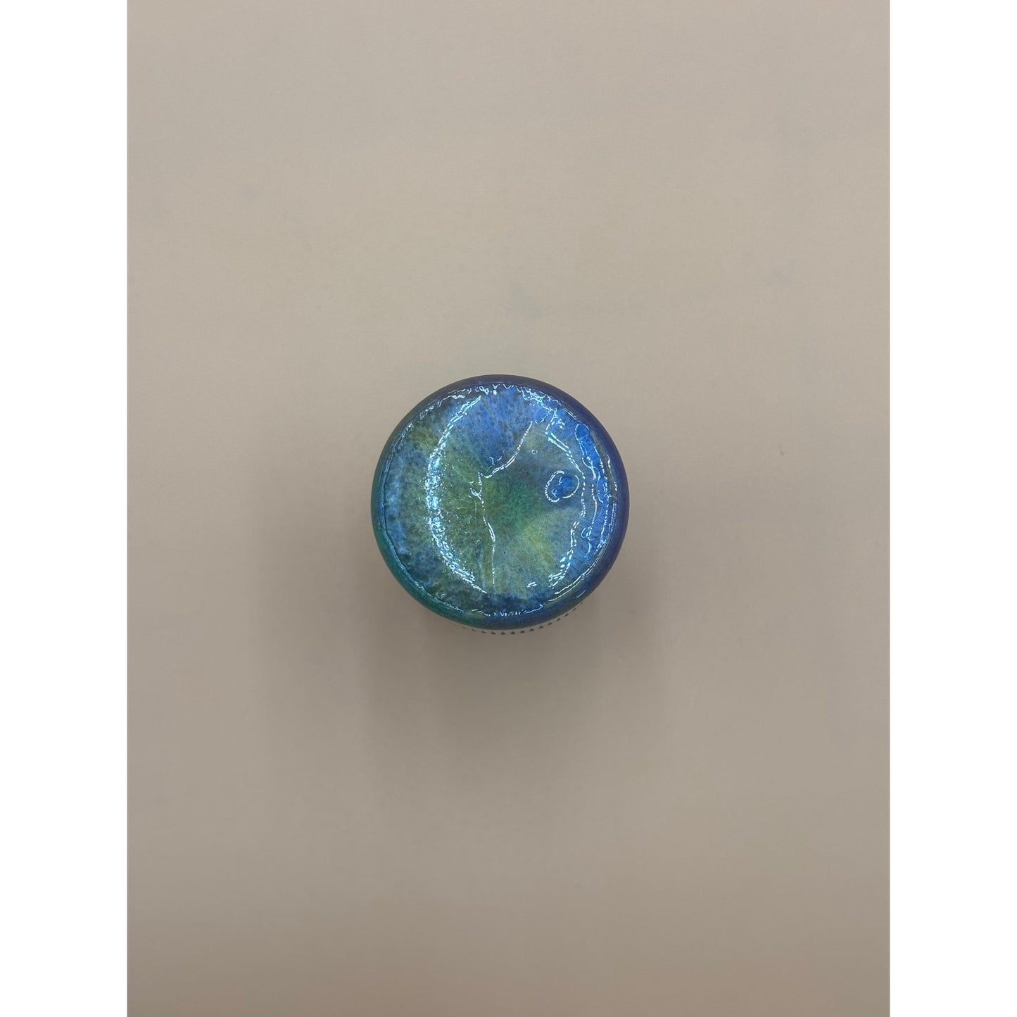 Vintage Ribbed Studio Pottery Bud Vase - Blue & Green Drip Glaze