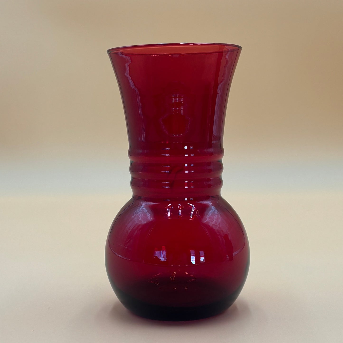 Vintage Ruby Red Glass Vases - Pair of Two Different Styles